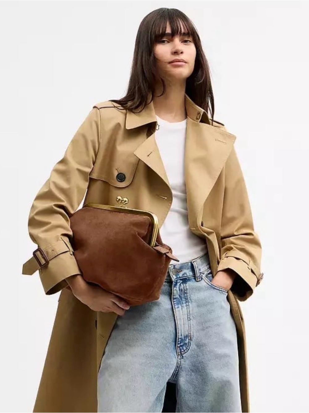 Coach Kisslock Frame Bag 27 in Brass/Warm Brown Suede & Refined Calf Leather NWT - Picture 11 of 14